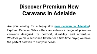Discover Premium New Caravans in Adelaide