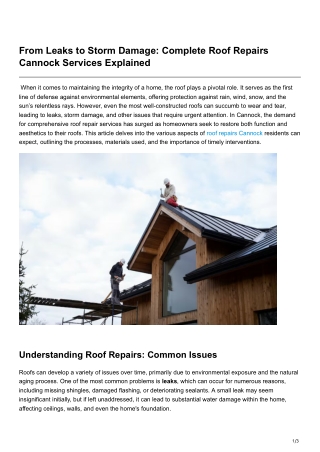 From Leaks to Storm Damage Complete Roof Repairs Cannock Services Explained