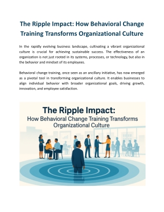 The Ripple Impact - How Behavioral Training Transforms Organizational Culture