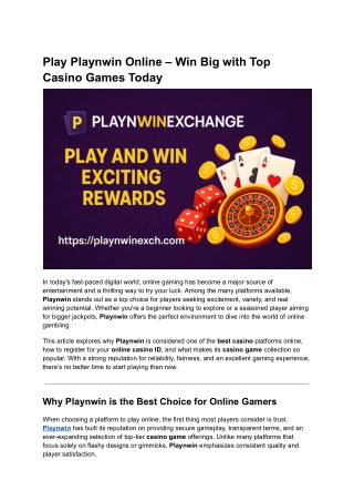 Play Playnwin Online – Win Big with Top Casino Games Today