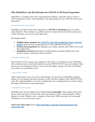How to Study for AWS DVA C02 AWS Certified Developer Associate Dumps with Study4Pass