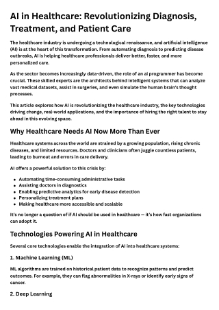 AI in Healthcare Revolutionizing Diagnosis, Treatment, and Patient Care