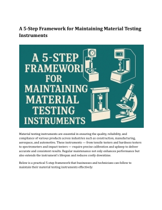 A 5-Step Framework for Maintaining Material Testing Instruments