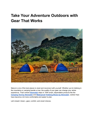 Everything You Need Outdoors: Best Outdoor Equipment by Himmaleh