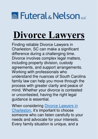 Divorce Lawyers in Charleston, SC: Finding the Right Path Forward