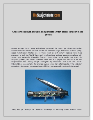 Choose the robust, durable, and portable Switch blades in tailor-made choices