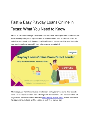 Payday Loans Online Texas