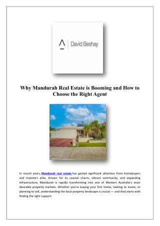 House Appraisal Mandurah | David Beshay