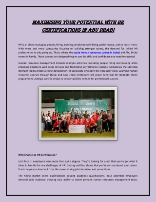 Maximising Your Potential With HR Certifications In Abu Dhabi