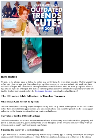 The Ultimate Gold Collection: Discover Exquisite Pieces for every single Celebra