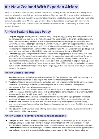 Air New Zealand With Experian Airfare