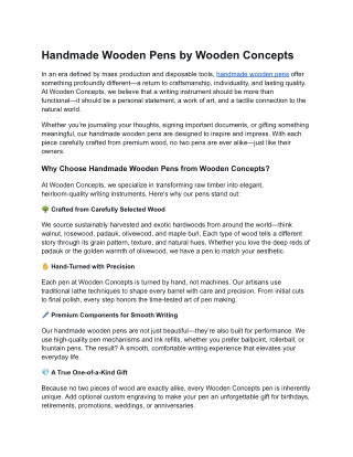 Handmade Wooden Pens by Wooden Concepts