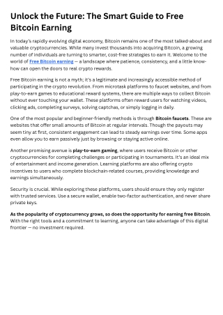 Unlock the Future The Smart Guide to Free Bitcoin Earning