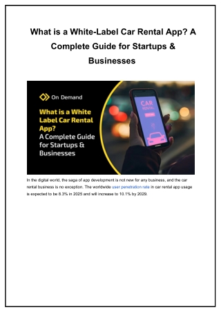What is a White-Label Car Rental App A Complete Guide for Startups & Businesses
