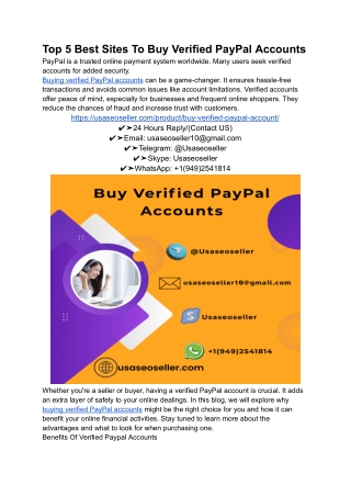 Top 5 Best Sites To Buy Verified PayPal Accounts