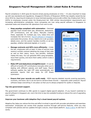 Singapore Payroll Management 2025: Latest Rules & Practices