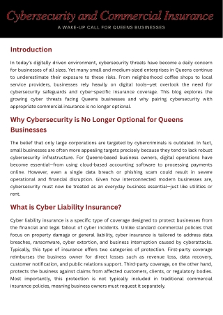 Cybersecurity and Commercial Insurance | A Wake-Up Call for Queens Businesses