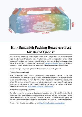 How Sandwich Packing Boxes Are Best for Baked Goods