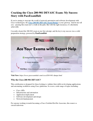 How I Passed the Cisco 200-901 Exam with the help of PassExamHub