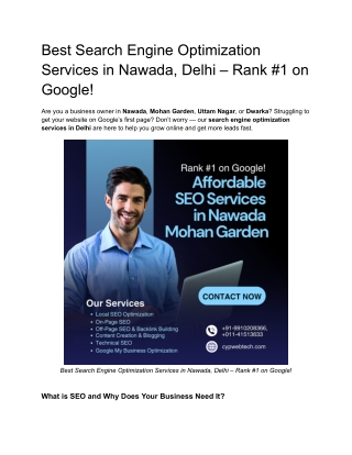 Boost Your Local Visibility with SEO Services in Nawada, Mohan Garden