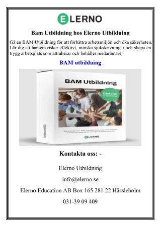Bam Utbildning hos Elerno Utbildning