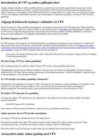 Adgang til blokerede kasinoer i udlandet via VPN