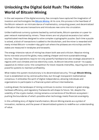 Unlocking the Digital Gold Rush The Hidden World of Bitcoin Mining