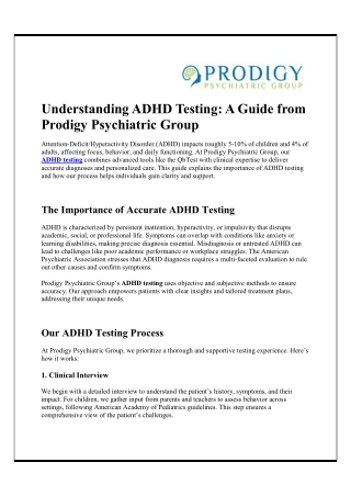 ADHD Testing