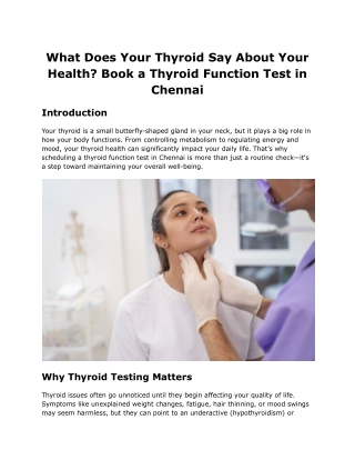 Easy Thyroid Testing at Home in Chennai with Trusted Results