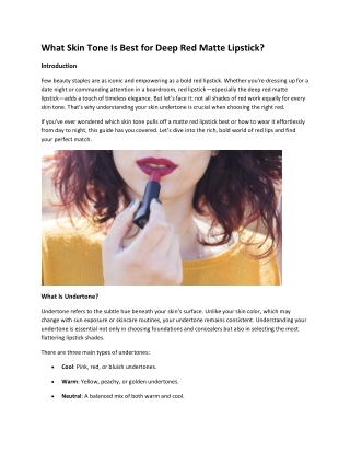 What Skin Tone Is Best for Deep Red Matte Lipstick?