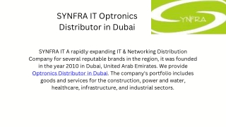 Optronics Distributor in Dubai