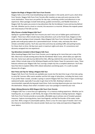 Niagara Falls Tours From Toronto