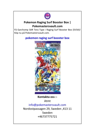 Pokemon Raging Surf Booster Box | Pokemastersvault.com