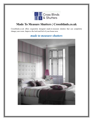 Made To Measure Shutters  Crossblinds.co.uk