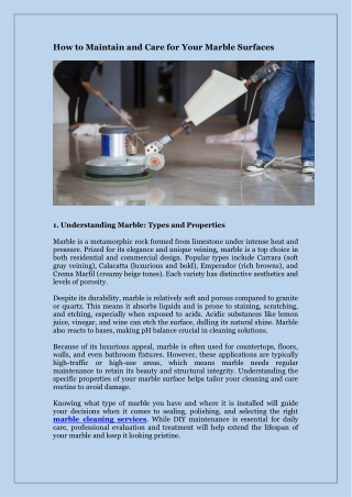 How to Maintain and Care for Your Marble Surfaces