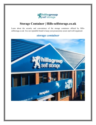 Storage Container  Hills-selfstorage.co.uk