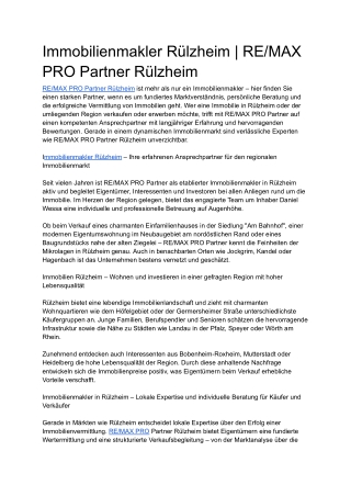 Immobilienmakler Rülzheim _ RE_MAX PRO Partner Rülzheim