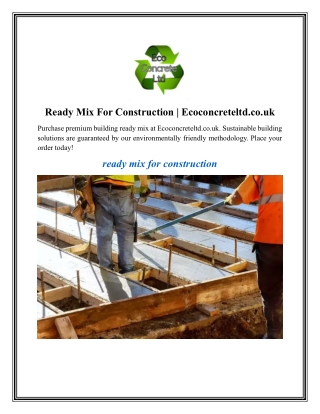 Ready Mix For Construction Ecoconcreteltd.co.uk