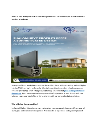 Glass company in Lucknow | Shalom Enterprises Glass