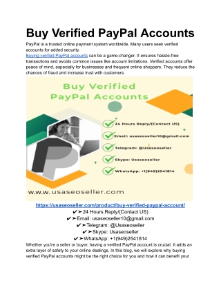 Buy Verified PayPal Accounts