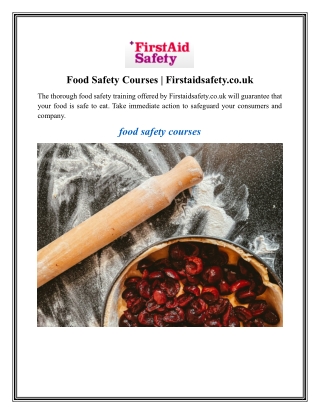 Food Safety Courses  Firstaidsafety.co.uk