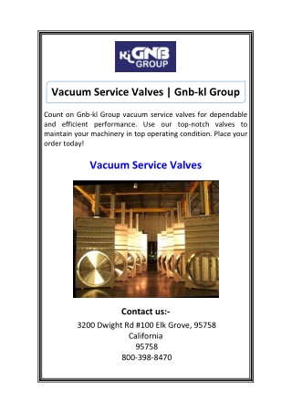 Vacuum Service Valves  Gnb-kl Group