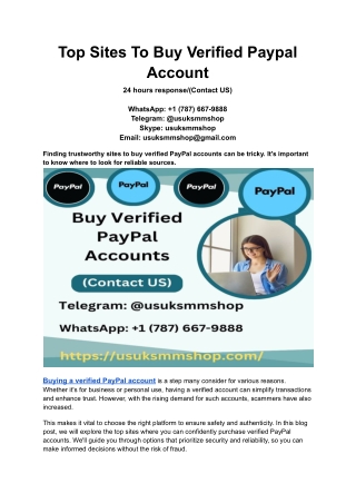 Top Sites To Buy Verified Paypal Account