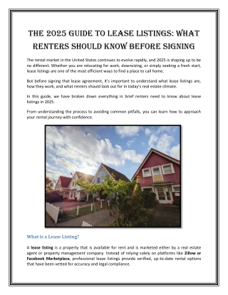 The 2025 Guide to Lease Listings What Renters Should Know Before Signing