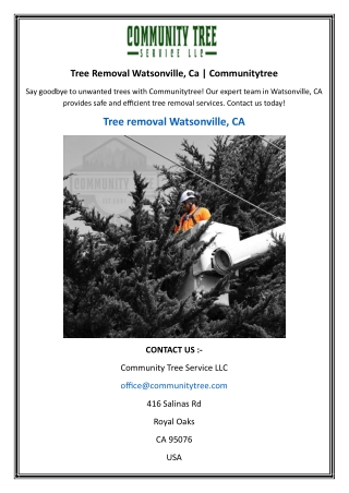 Tree Removal Watsonville, Ca  Communitytree