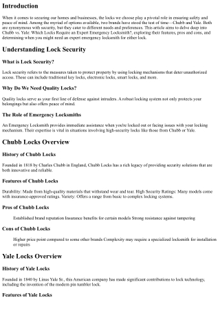 Chubb vs. Yale: Which Locks Require an Expert Emergency Locksmith?