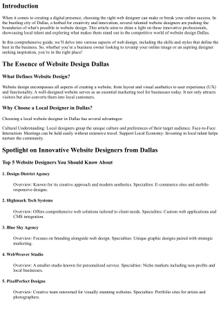 Showcasing Local Talent: Innovative Website Designers from Dallas