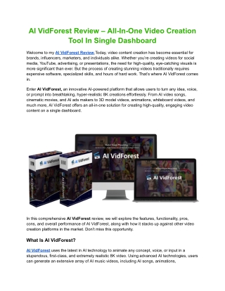AI VidForest Review – All-In-One Video Creation Tool In Single Dashboard
