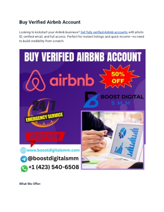 Buy Verified Airbnb Accounts | Fully Verified with ID and Email.