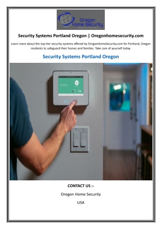 Security Systems Portland Oregon | Oregonhomesecurity.com